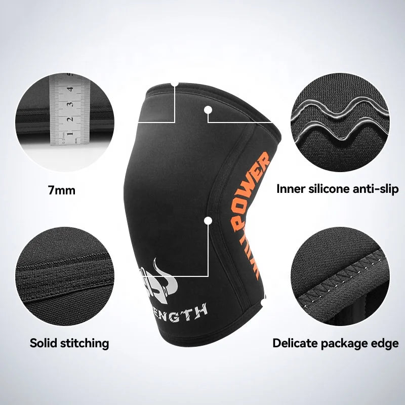 Fitness Neoprene Weight Lifting Gym Stiff Knee Sleeve 7Mm Brace for Power Lifting