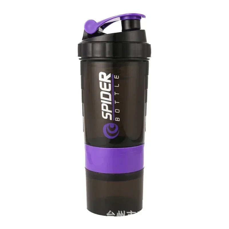 3 Layer Shaker Bottle Protein Mixing Shake Cup Sports Fitness Water Cup 550Ml Scaled Plastic Water Bottles with Medicine Box