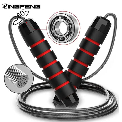 With Ball Bearings Adjustable Tangle-Free Speed Wire Jump Rope Workout with Foam Handles for Fitness Home Workouts and Slim Body