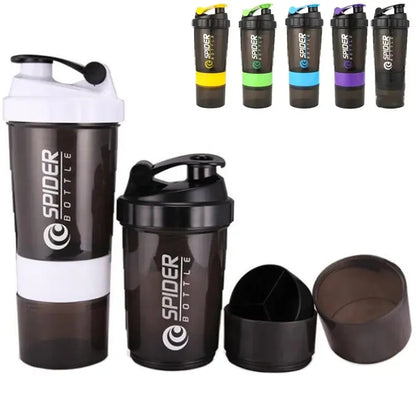 3 Layer Shaker Bottle Protein Mixing Shake Cup Sports Fitness Water Cup 550Ml Scaled Plastic Water Bottles with Medicine Box